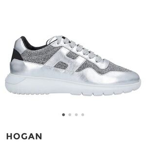 Hogan Women's Metallic Silver Sneakers